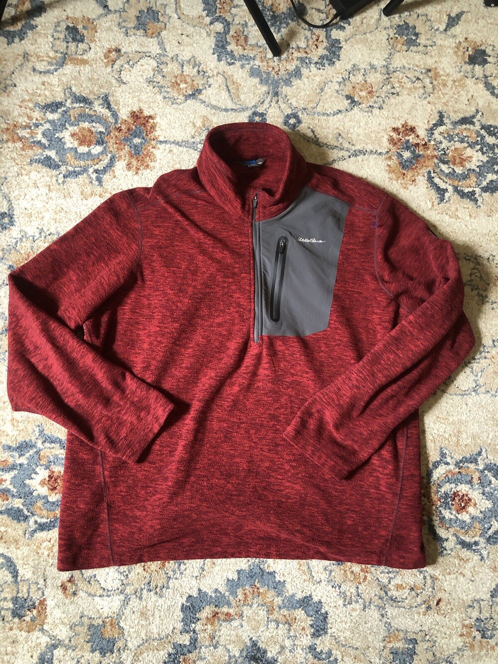 Eddie Bauer First Ascent Whittaker 1/2 Zip Fleece Mens 2XL Red Hiker Hiking